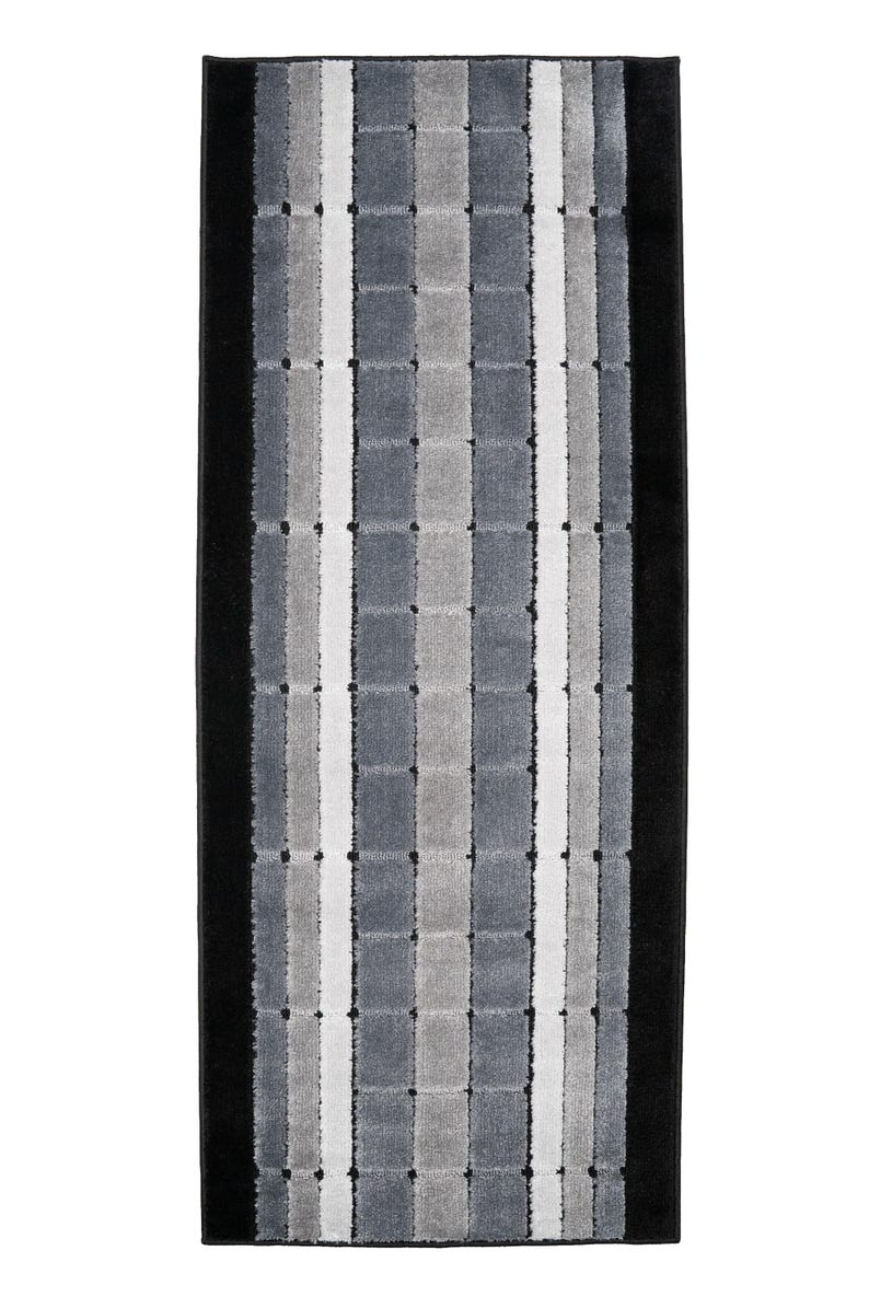 Machine Washable Geometric Runner Rug: Grey & Black, Custom Size, 26" - 32" - 36" Width and Up to 50 Feet Length bild 3