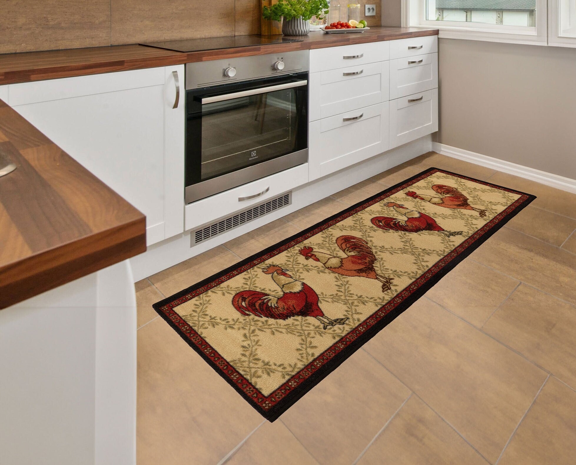 Rooster Kitchen Rug Memory Foam Kitchen Mat Set Of 2, Farmhouse Decor for  the Kitchen Mats Cushioned Anti Fatigue 2 Piece Set and Chicken Kitchen Mat