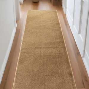 Machine Washable Custom Size Runner Rug Solid Beige Color Slip Skid Resistant Runner Rug Customize By Feet and 26", 31" and 36" Width Option