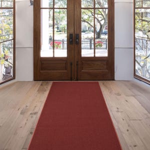 Machine Washable Custom Size Runner Rug Solid Red Color Slip Resistant Runner Rugs Customize By Feet and 26&quot;, 31&quot; and 36&quot; Width Options