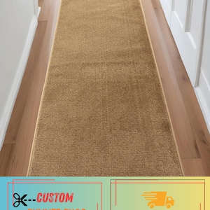 Machine Washable Beige Runner Rug: Custom Size, Slip Resistant , 26", 32" , 36" Wide, Up to 50 Ft Long