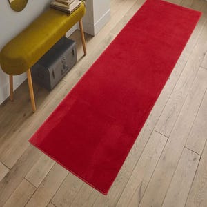 Machine Washable Custom Size Runner Rug Solid Red Color Slip Skid Resistant Runner Rug Customize By Feet and 26&quot;, 31&quot; and 36&quot; Width Option