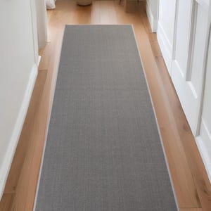 Machine Washable Custom Size Runner Rug Solid Color Grey Skid Resistant Rug Runners Customize By Feet and 22&quot;, 26&quot;, 31&quot; or 36&quot; Width Options