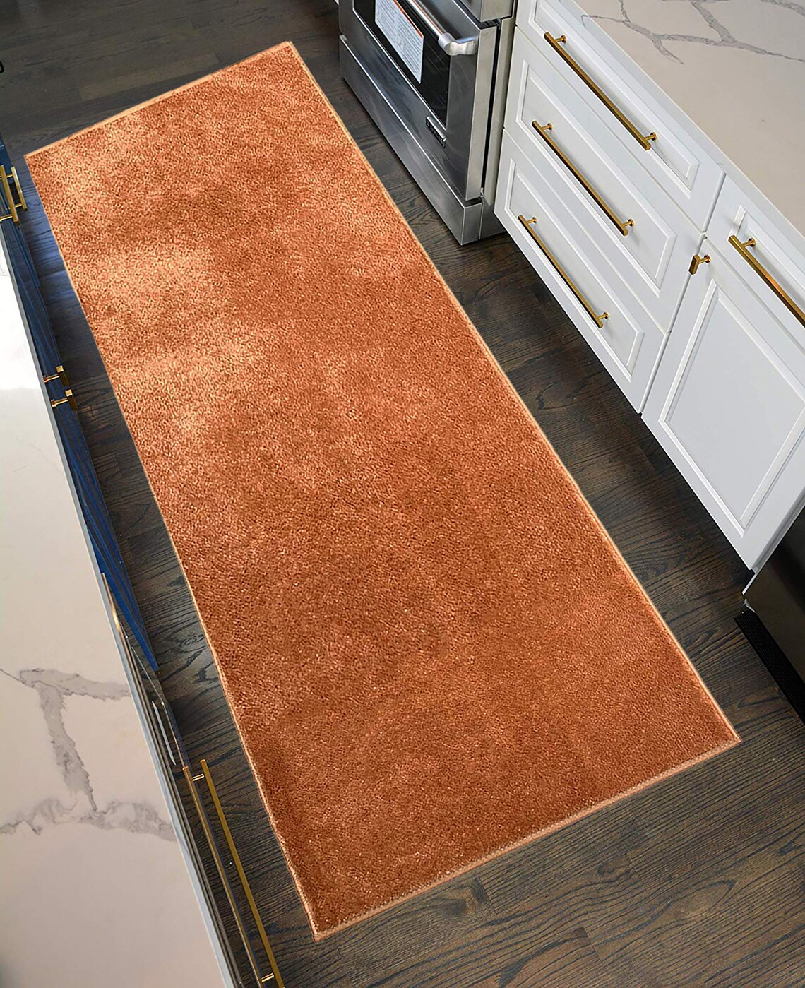 Custom Size Runner Rug Solid Burnt Orange Skid Resistant Etsy