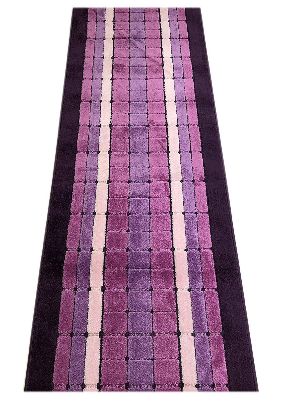 Custom Size Runner Rug Squares Geometric Purple Tone to tone Etsy