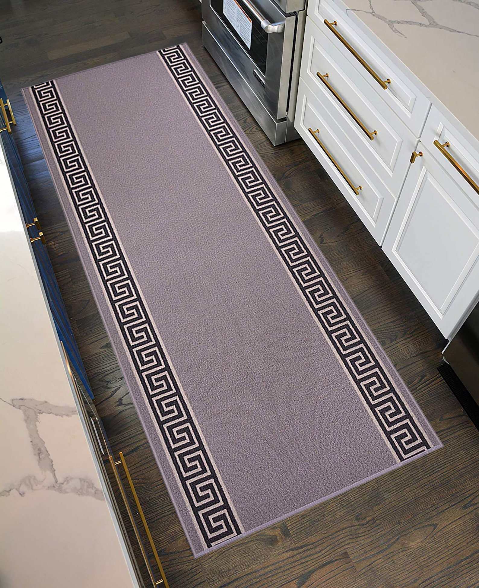 Custom Size Runner Rug Meander Gray Roll Runner 26 Inch Wide X Etsy