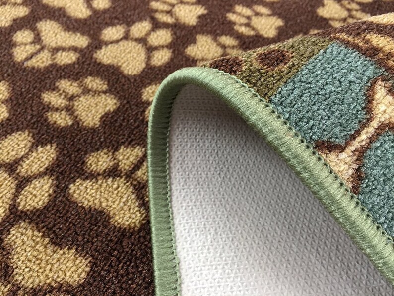 Custom Size Pet Paw Brown Skid Resistant Runner Rug Cut To Etsy