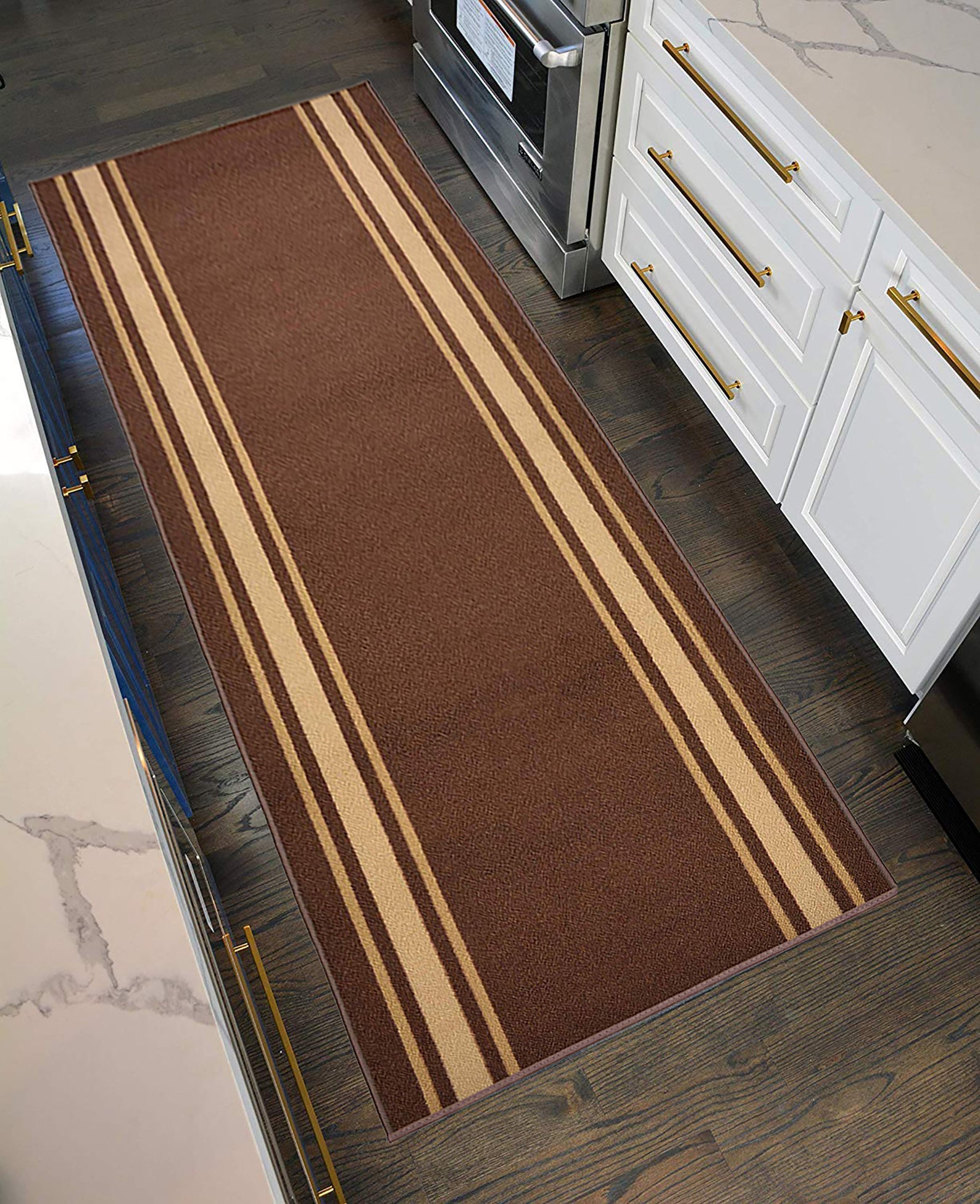 Custom Size Runner Rug Solid Border Brown with Beige Border Etsy