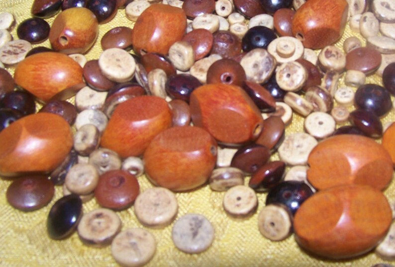 Over 200 Pieces LARGE Mixed Lot of WOOD AND Wood Look Beads