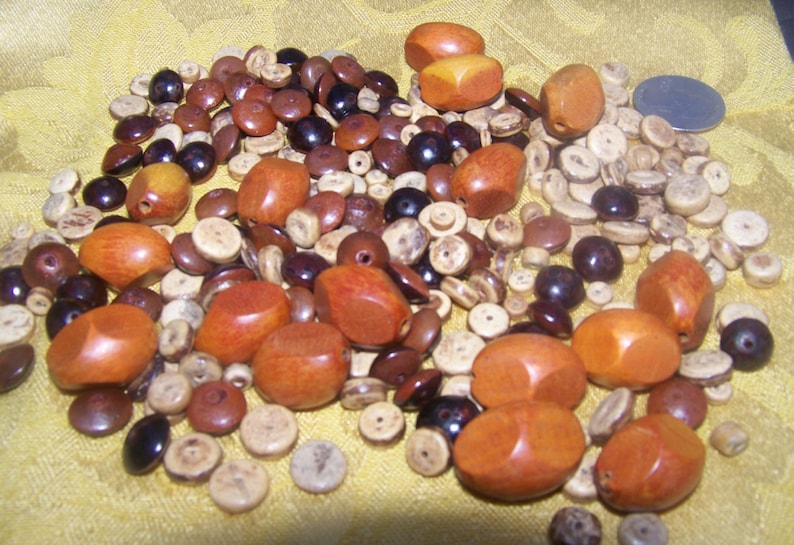 Over 200 Pieces LARGE Mixed Lot of WOOD AND Wood Look Beads