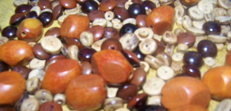 Over 200 Pieces LARGE Mixed Lot of WOOD AND Wood Look Beads