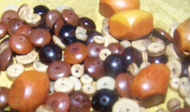 Over 200 Pieces LARGE Mixed Lot of WOOD AND Wood Look Beads