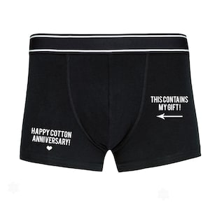 Cotton Anniversary Gift, 2nd wedding, second wedding Personalised Boxer Shorts For Him, Present for him, funny gifts,Gag gift