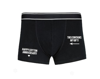 Cotton Anniversary Gift, 2nd wedding, second wedding Personalised Boxer Shorts For Him, Present for him, funny gifts,Gag gift