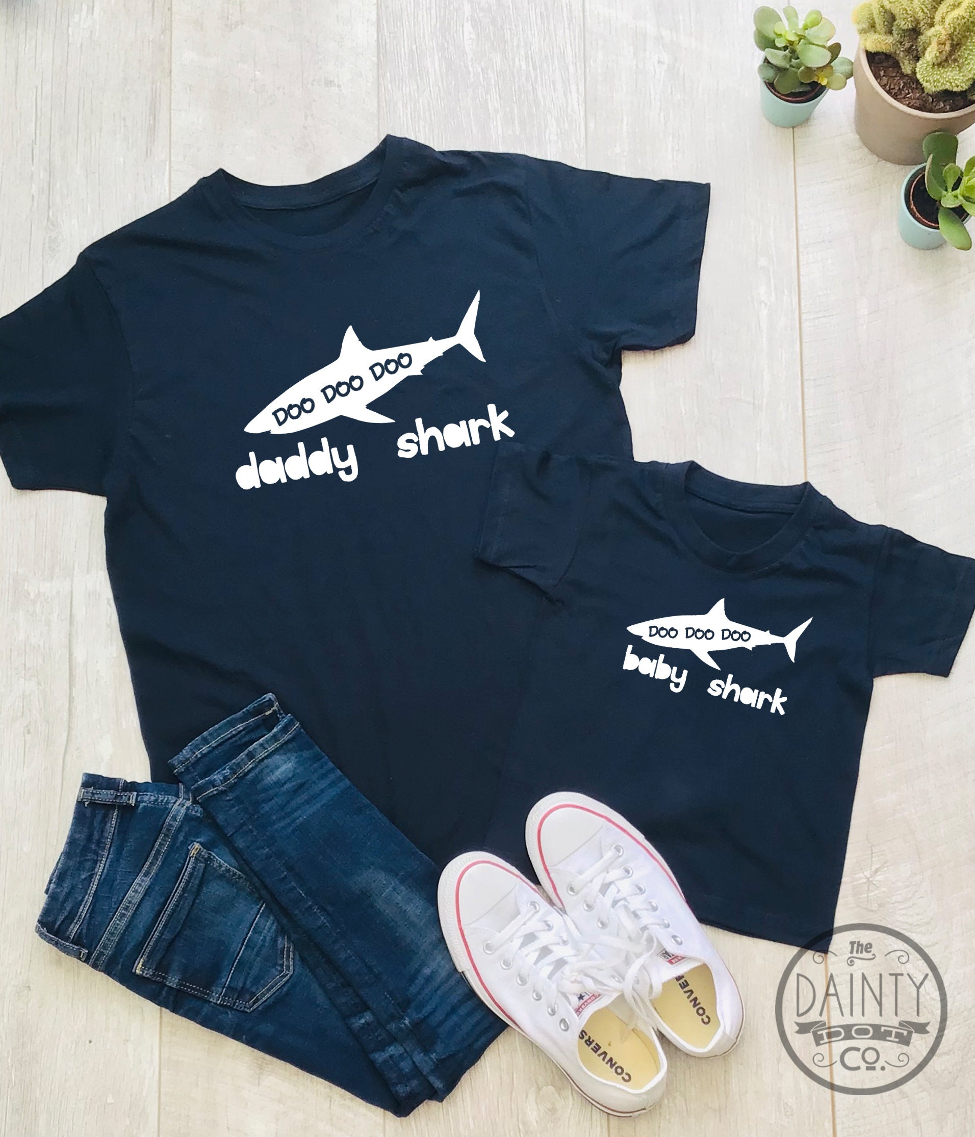 Image of Daddy Shark Dad Baby Matching Tshirts, Gifts For Him, Fathers Day Gifts, Father Son Shirts, Dad Set, Dad Present, Husband Gift