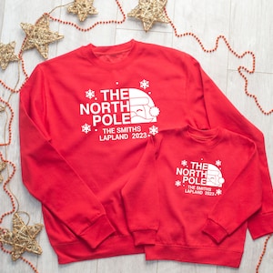 Lappland Reveal, Treffen mit Santa, Nordpol, Personalisierter Weihnachts-Hoodie, Passender Pullover, Lappland Kleidung, Lappland Überraschung, Winter