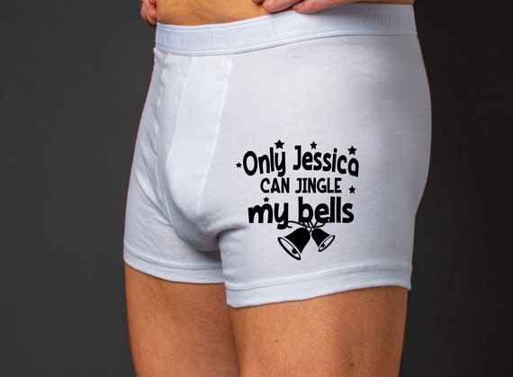 Jingle My Bells Mens Personalised Boxers, Xmas Gift for Boyfriend