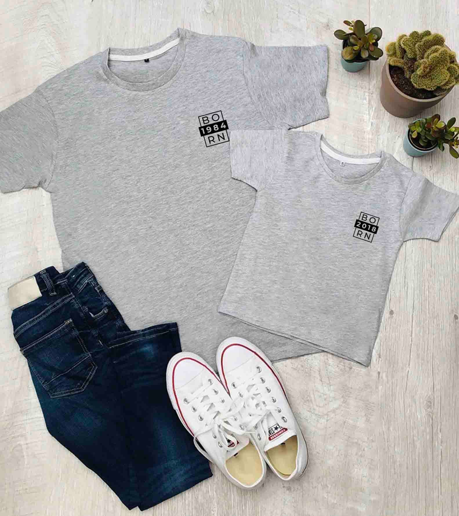 Image of Born in Logo Tshirt, Gifts For Him, Fathers Day Gifts, Father Son Matching Shirts, Dad Set, Dad Present, Husband Gift, Dad Baby