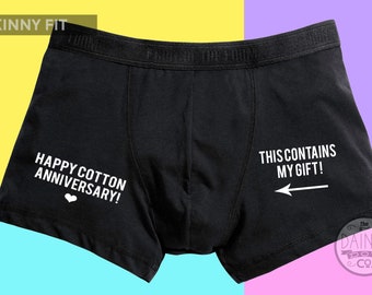 Cotton Anniversary Gift, 2nd wedding, second wedding Personalised Boxer Shorts For Him, Present for him, funny gifts,Gag gift