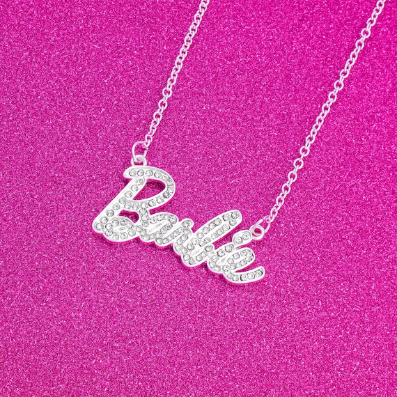 Barbie Crystal Script Logo Necklace
