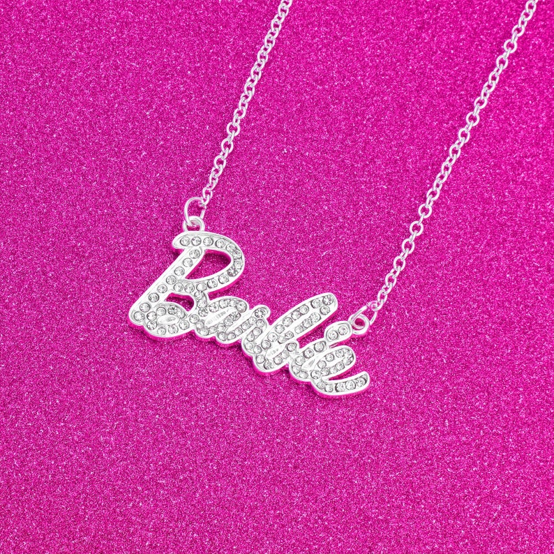 Barbie® Crystal Script Logo Necklace | Etsy