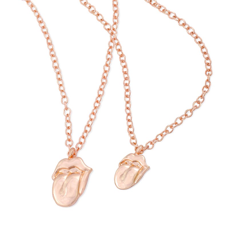 The Rolling Stones Rose Gold Tongue Necklace /& Bracelet Set