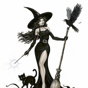 Witch, Raven, Black Cat and s Mouse!