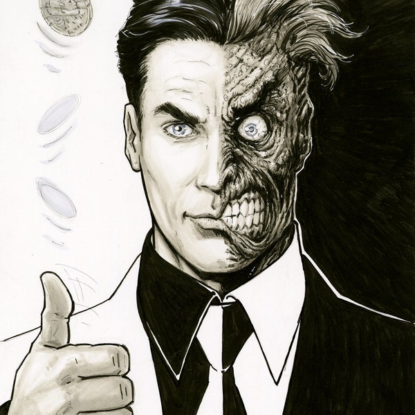 Two-Face Print, Pen & Ink Art (8.5x11)