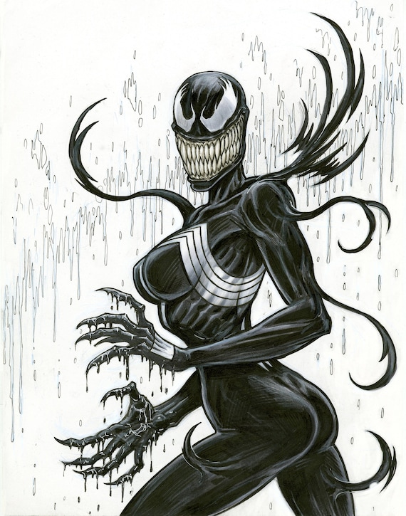 SheVenom Print, Archival Inks, Pen & Ink Art (11x14)