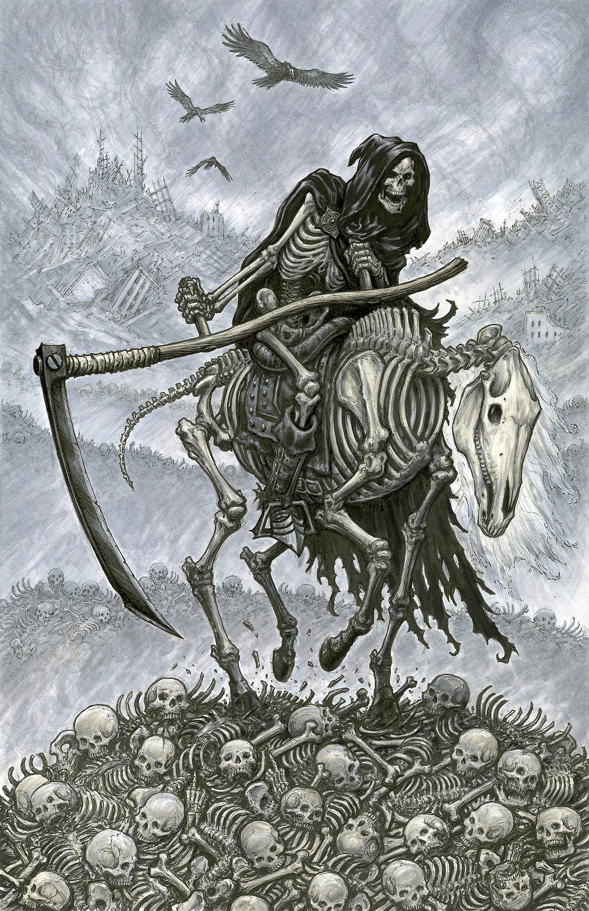 Grim Reaper Art Print, Signed 11x17 Pen & Ink Illustration - Etsy