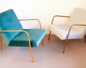Samt Sessel mit Metallrahmen - verschiedene Farben verfügbar