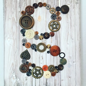Letras de botão l Arte de botão de carta personalizada l Custom Made l Monograma l Arte de parede l Decoração de berçário l Decoração de crianças l Decoração de casa l Presente