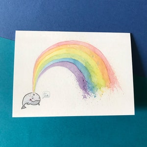 Biglietto pieghevole "Balena Arcobaleno" con busta