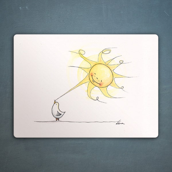 Postkarte "Möve + Sonne"