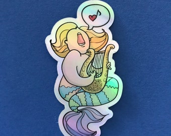 Mermaid Siren Song Holographic Sticker 35 x 75 mm