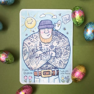 Cartolina di Pasqua “Foto di un marinaio con oggetti nascosti”