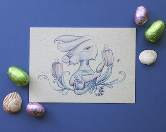 maritime postcard Easter made of grass paper