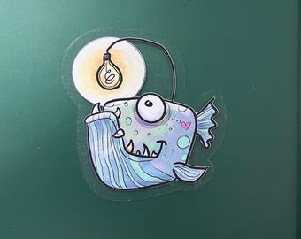 Lanternfish sticker 70 x 74 mm semi-transparent