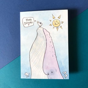 Carte pliante « Félicitations Baleine » avec enveloppe