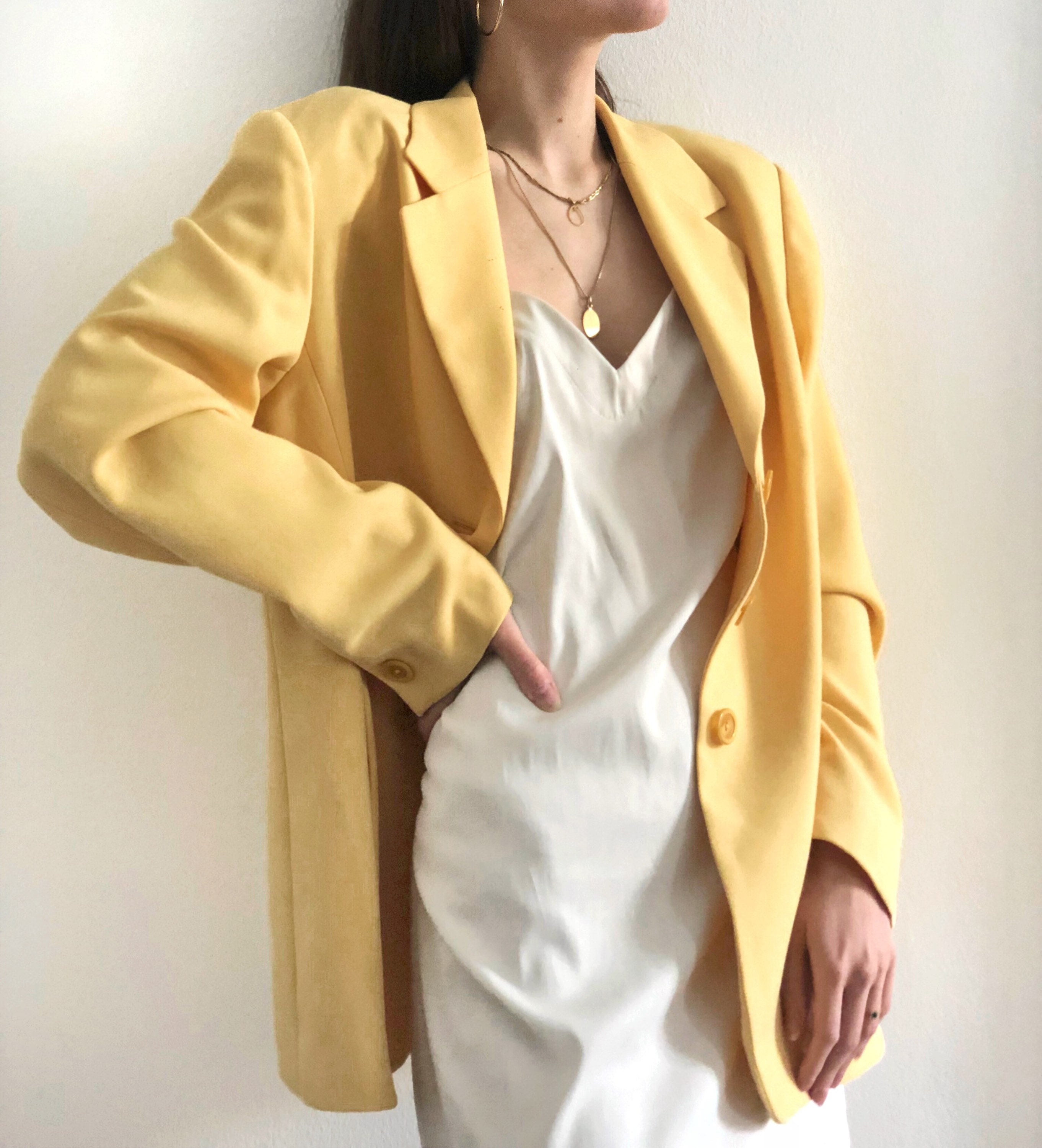 Vintage Canary Yellow Wool Blend Blazer 