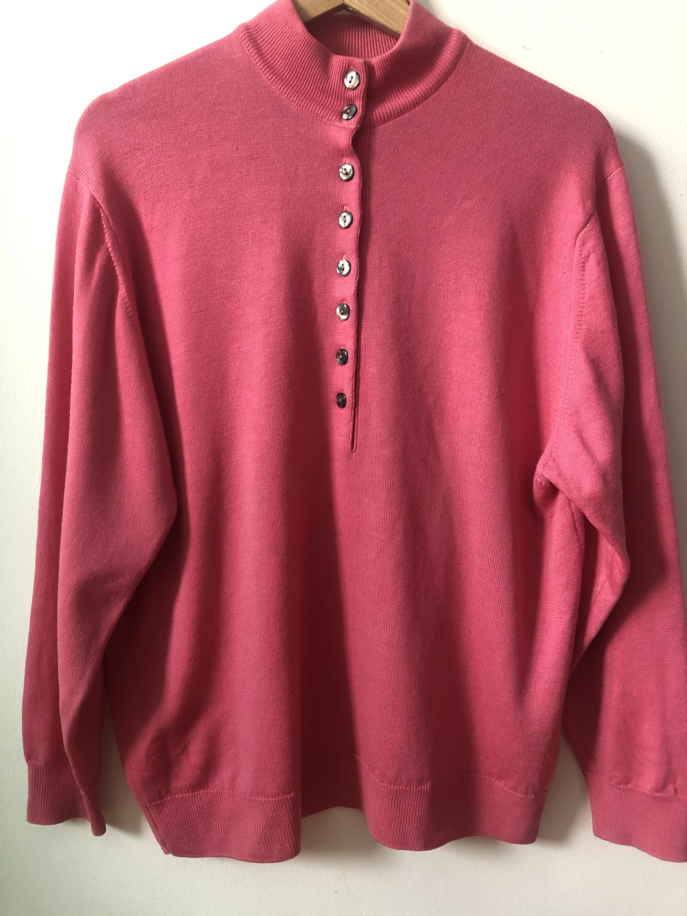Vintage pink 100% wool sweater with buttons vintage sweater | Etsy