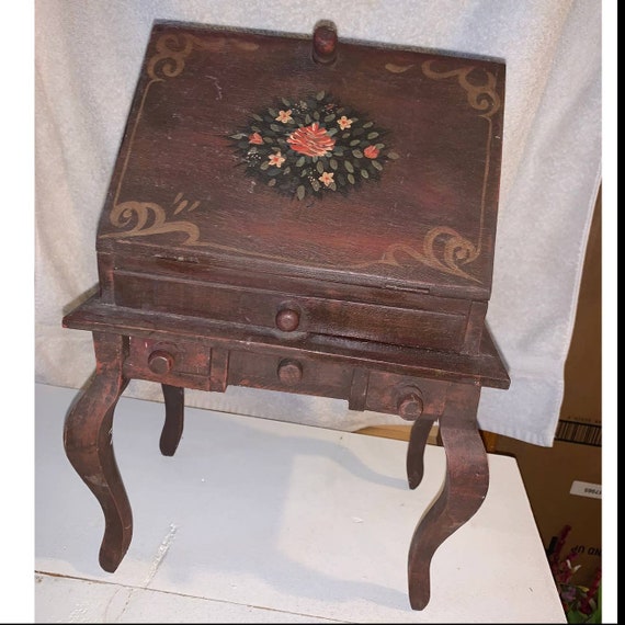 Rustic dollhouse furniture; Drop Down Desk Gem