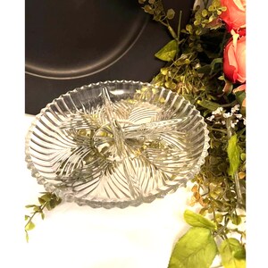Vintage Glass Clear Pattern 3-part dish 259 by INDIANA GLASS CO.