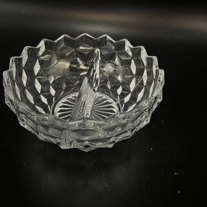 Fostoria 7inch by2 inch fivided Bowl American Clear model 2056