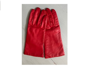 Red Authentic Leather Women's Gloves Size 7