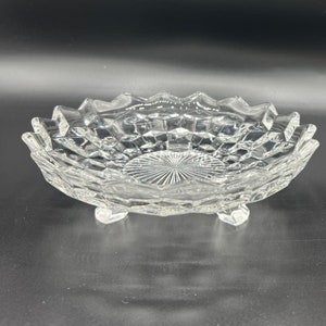 Fostoria 7inch by2 inch tall 3 Toed Footed Bowl American Clear model 2056