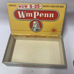 William Penn Perfecto Mildest Cigar Ever Made Vintage Wooden Cigar Box