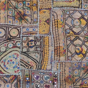 Mughal Patchwork Tapestry hand Embroidered old wall hangingn tribal interior Bohemian home decor farmhouse Decoration WH-40/60-137