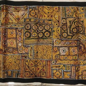 Vintage Tribal zari Embroidery Tapestry, Boho Tapestry from India, metal thread hand Embroidery wall hanging from India WH-20/40-118