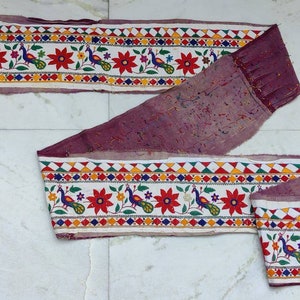 4.4 mtr Embroidery DIY Trim, rajkoti hand Embroidered Vintage decorative trim from saurashtra region of India